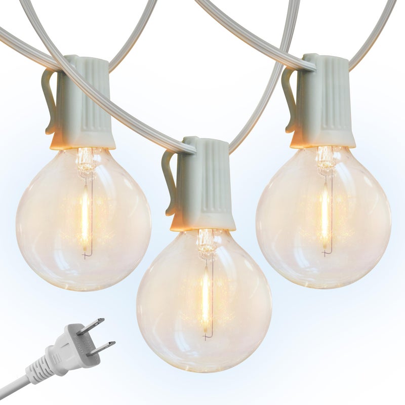 Brightech Ambience Pro LED String Lights - 26 Ft Commercial Grade Patio Lights Outdoor Waterproof - 12 Globe Porch String Lights for Outside, Backyard - 1W Vintage Edison Bulbs, Shine Bright, White - Image 1